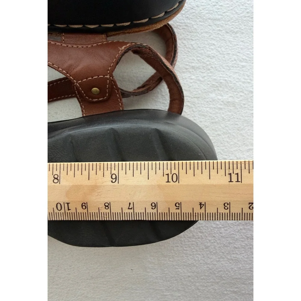 Clarks Collection Hayla Flute Brown Strappy Wedge Hook & Loop Sandals Womens 10M